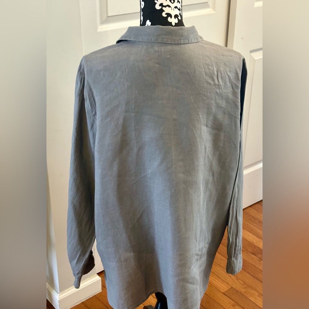 J Jill Love Linen Womens Size XL Shirt Button Front Long Sleeve Gray - Picture 7 of 12